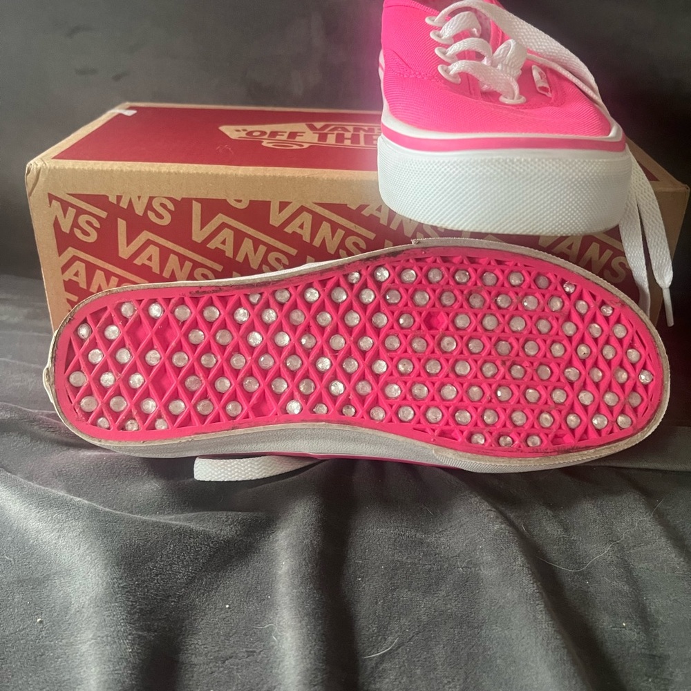 Neon pink diamond bottom Vans